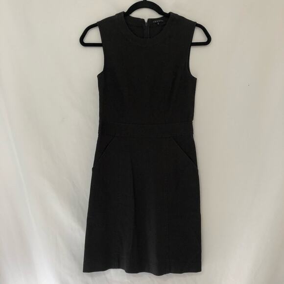 Theory Black Sleeveless Sheath Dress Womens 2 Mini Classic Preppy Office - Picture 4 of 10